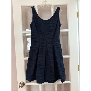 Lord & Taylor Navy Blue Scalloped Lace Fit & Flare Dress